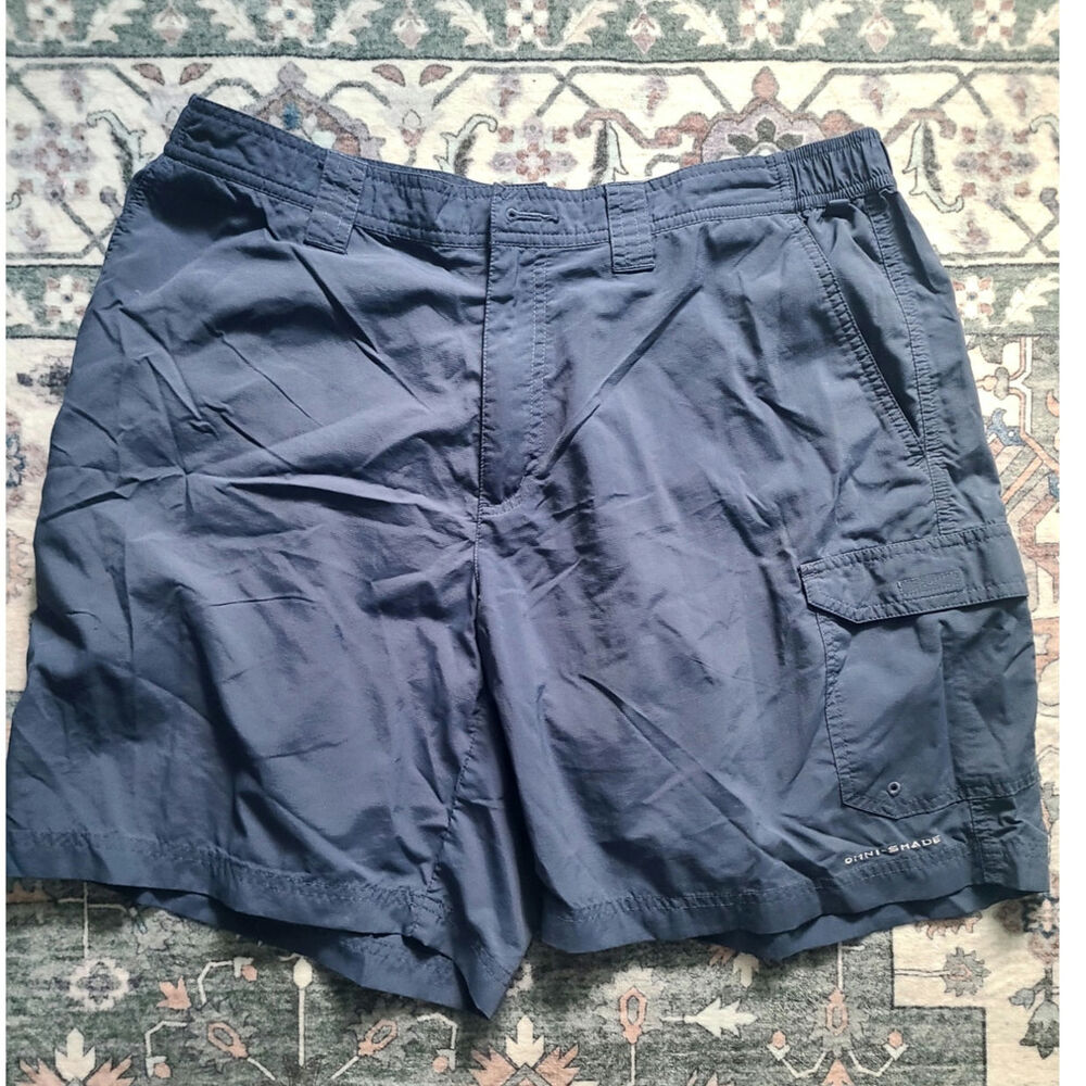 Columbia PFG Omni-Shade Mens Fishing Shorts 36W 8L Blue Outdoor Cargo